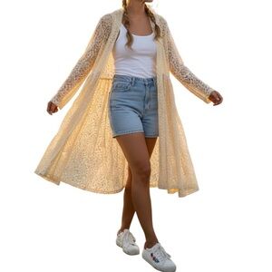 Lace Duster Cardigan Boho Romantic Cottagecore Layer Large Victorian Festival